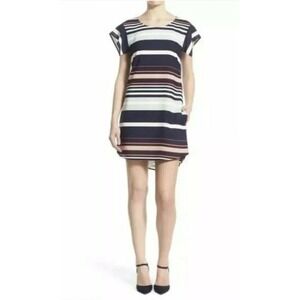 Rebecca Minkoff Dress Womens XS Navy Multicolor Stripe Short Sleeve T Shirt